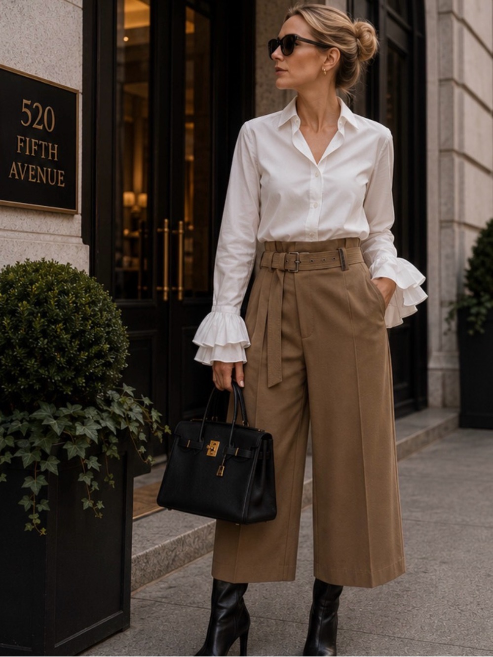 Brunello Cucinelli Cropped Belted Bead- Embellished Wood Wide-Leg Pants IT42 - Picture 1 of 3